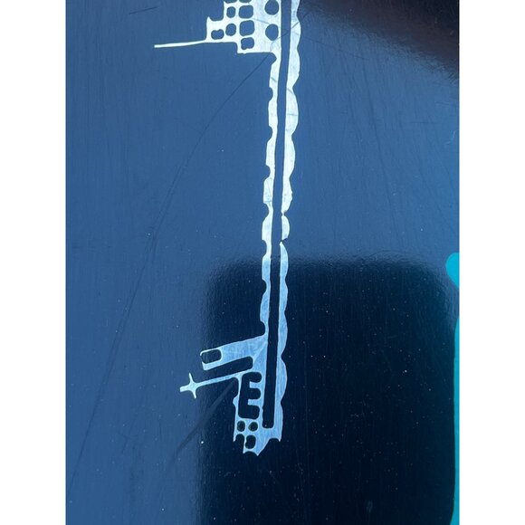 Couroc of Monterey Great Lakes Black & Teal Tray Coin Inlays Nautical Graphics - Picture 11 of 16